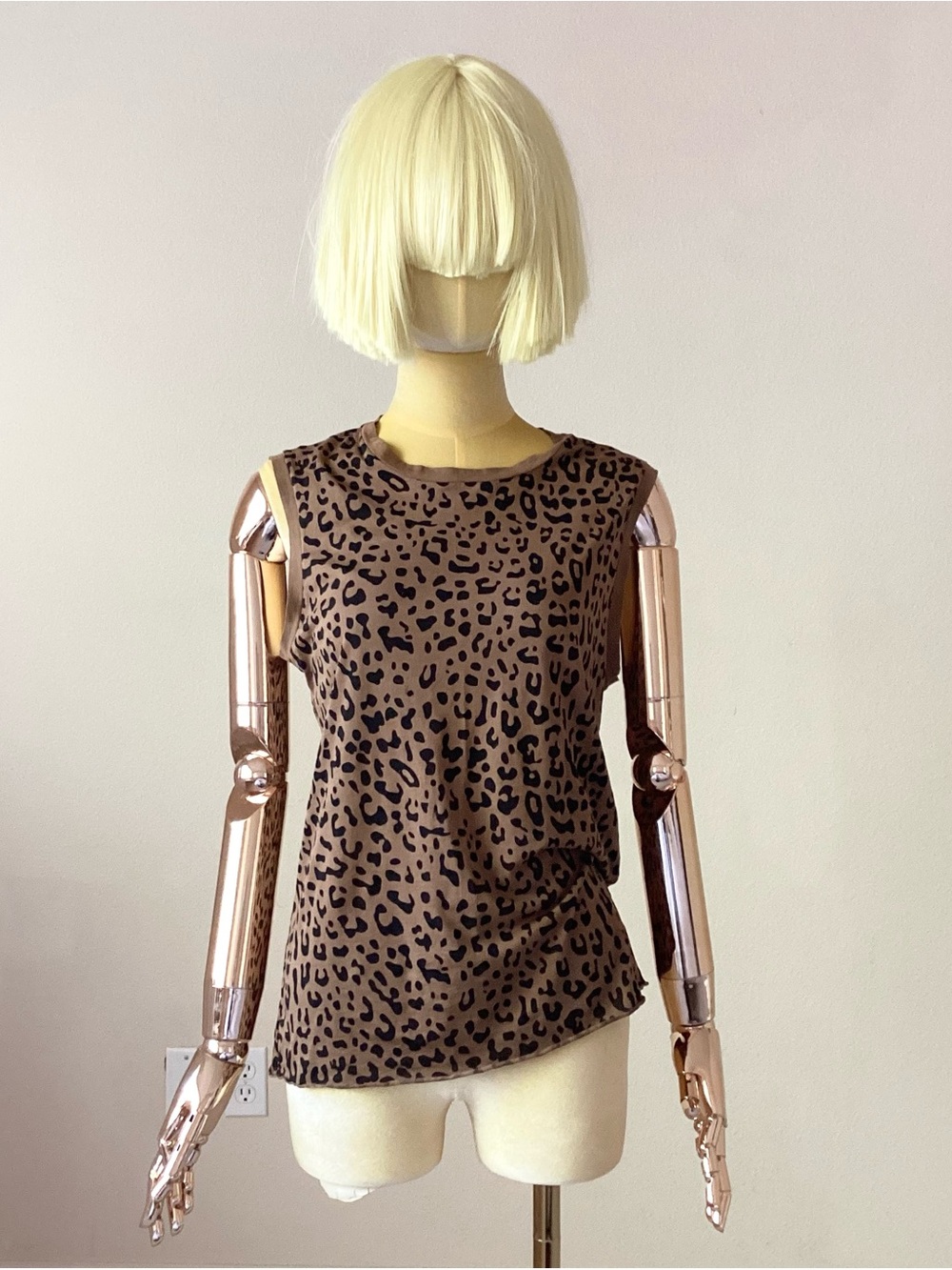 Nili Lotan Brown Leopard Print Muscle Tee SZ S